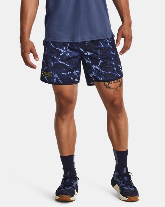 Men's Project Rock Mesh Printed Shorts in Blue image number 0